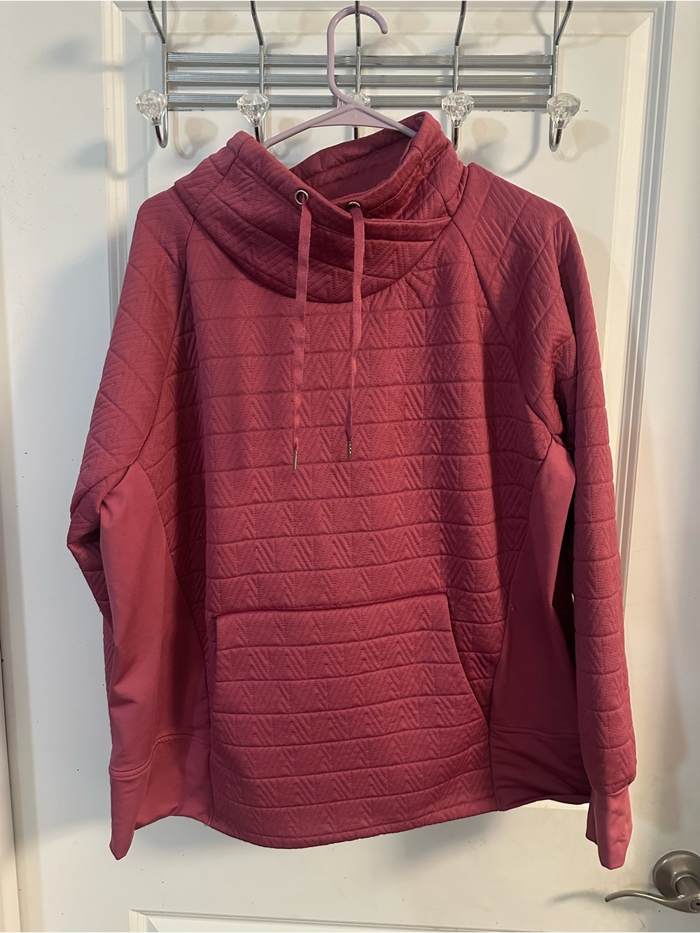 MTA Sport Quilted Funnel-Neck Hoodie in Dusty Rose